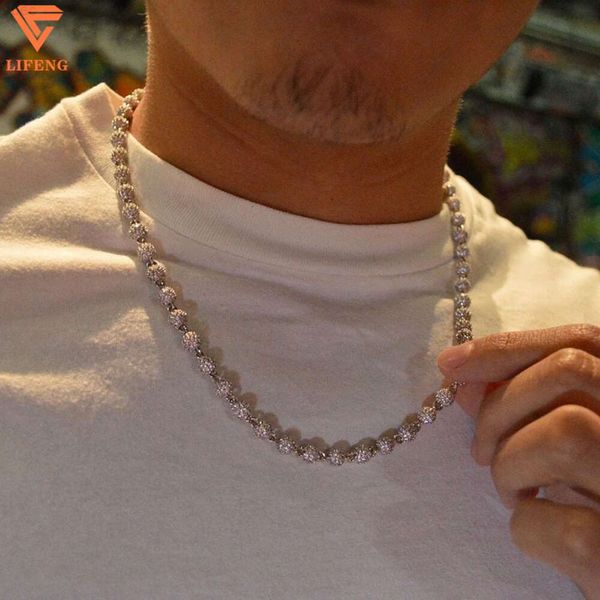 Moda de alta qualidade 925 prata brilhante moissanite incrustada bling pulseira hip hop jóias dobradiça colar