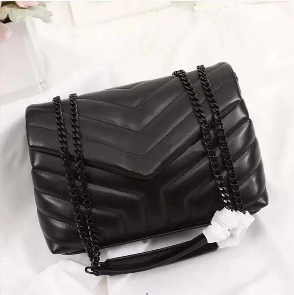 Lüks çantalar loulou kadın tasarımcısı siyah deri büyük kapasiteli zincir omuz çantası kapitone elçi çanta çantası alışveriş cüzdanları totes evrak çantası sırt çantası