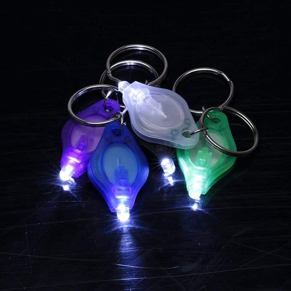 100pcs Anahtarlık Yüzük Açık Beyaz Kırmızı Yeşil UV LED Mini Meşale Işık Mikro LED Ring Anahtar Zincir El Feneri Mini Lamp253b