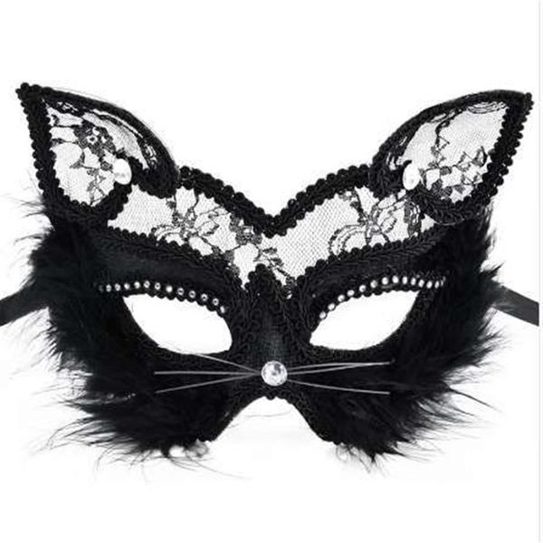 19/8 cm Maschere di volpe Maschera di gatto di pizzo sexy PVC Nero Bianco Donne Maschera di ballo in maschera veneziana QERFORMANCE Maschere divertenti296s