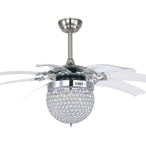 Ventilador de teto dobrável de cristal moderno, lâmpada fashion, ventiladores invisíveis com luz led, minimalista, controle remoto mudo 902584