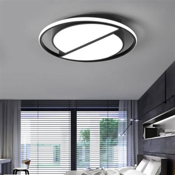 Luminária de teto led regulável, moderna, preta, redonda, para sala de estar, cozinha, iluminação interna, teto271q