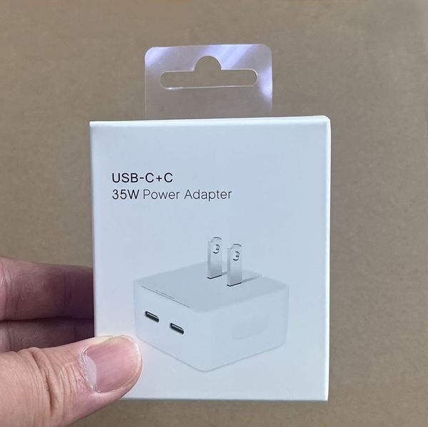 Caricabatterie PD 35W 2 in 1 Adattatore di alimentazione doppia porta USB-C ricarica rapida Caricabatterie da muro US EU per iPhone 11 12 13 14 pro max Doppio tipo USB C