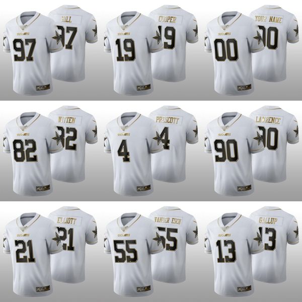 Maglia personalizzata da donna 100th White Golden Edition dei Dallas''Cowboys''Men 4 Dak Prescott 19 Amari Cooper 13 Michael Gallup