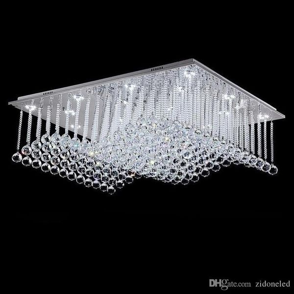 Moderna lâmpada de teto cristal retângulo onda cristais lustre luminárias superfície montada loyer gu10195z