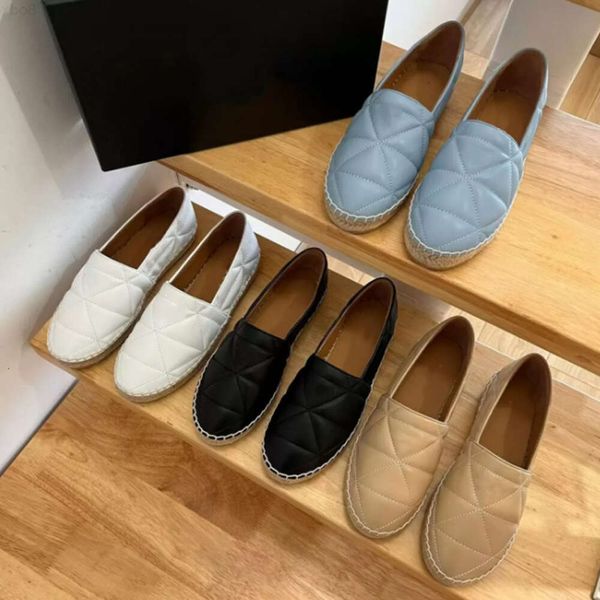 TLinen Espadrilles Damen Loafer-Schuhe Cord Quilted Nappa Espadrilles 100 % echtes Leder GRÖSSE 34-42 Cotton Drill Sunny Yellow Flats Cap Toe Sommer Frühling Top-Qualität