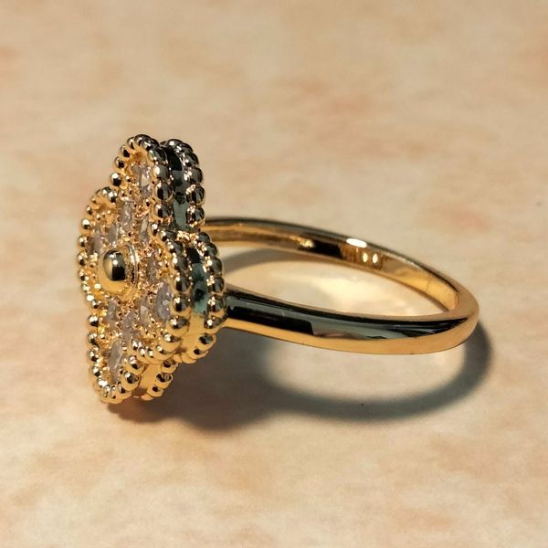 Charmante Modefabrik Großhandel S925 Sterling Silber 18K Gold Roségold Explosionen Zirkon Blatt Ring Damen High-End-Schmuck