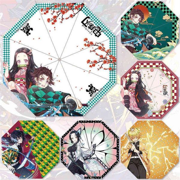 Lame du Diable Parapluie Pliant Automatique Anime Demon Slayer Kimetsu No Yaiba Ninja Samurai Parapluie Pluie Hommes Coupe-Vent Paraso2349