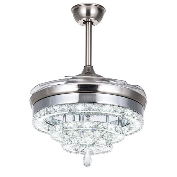 LED kristal fan ışıkları oturma odası yatak odası restoranı için görünmez Modern tavan hayranları 42 inç uzaktan kumanda 3255