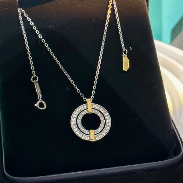 дизайнерское ожерелье кулон ожерелья для женщин модные украшения двойной круг 18-каратное золото серебро бриллиантовая цепочка дизайнерские украшения леди девушка день рождения свадебный подарок