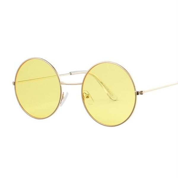 Óculos de sol vintage redondo homem oceano cor lente espelho mulher feminino marca design metal quadro círculo óculos oculossunglasses172s