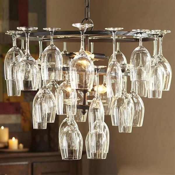 Neue Moderne 28 stücke Glas Wein Tasse Kronleuchter decke lampe Für Home Bar Esszimmer Fixture309Z