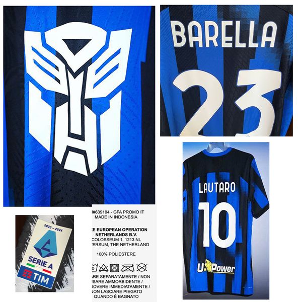 Têxtil para casa 2023 TRANSFORMERS LAUTARO DIMARCO THURAM BARELLA CALHANOGLU Maillot Ferro de transferência de calor em emblema de remendo de futebol