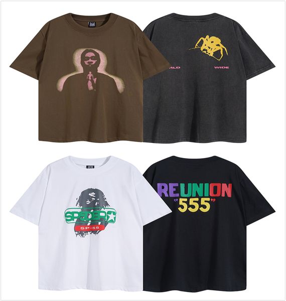 Erkekler Tişörtler Erkek T Shirt Örümcek Grafik Tee Tişört Giysileri Yenilikçi Vintage Gömlekler Yıkanmış Kumaş Sokak Çatlama Geometrik Desen Yüksek Ağırlık