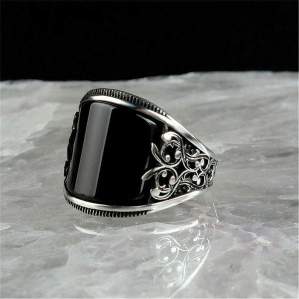 Mode Männer Frauen Metall Silber Ring Schmuck Schwarz Tropft Öl Muster Ring Größe 7-12