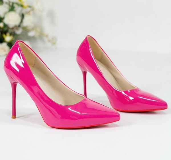 Rote Unterteile für Damen, sexy, spitze High Heels, Modedesigner-Kleiderschuhe, Leder, auslaufsicherer Zehenbereich, flacher Stiletto-Stil, für den Außenbereich, rutschfest, dicke Sohle, 8 cm, 34–42