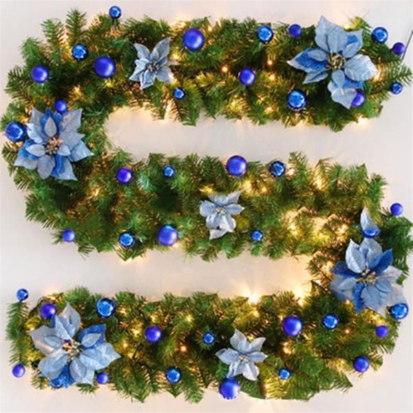 2 7m 9ft Artificial Christmas Fireplace Garland Wreath Fake Pine Tree Ornament1232O