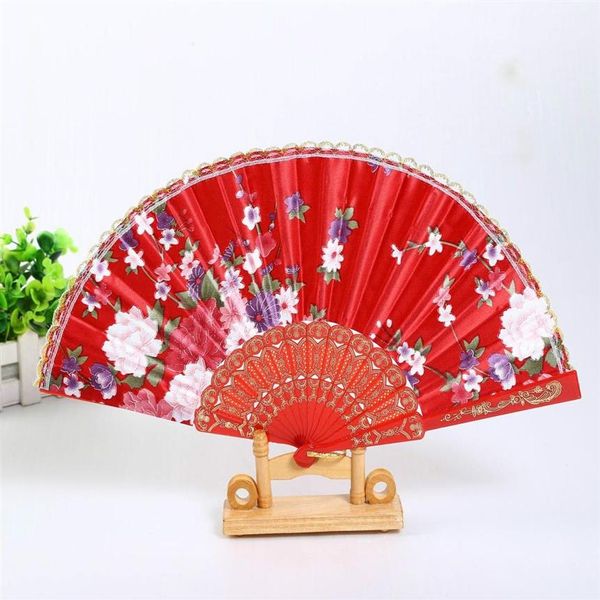 Tragbare Damen Falten hand Fans Hochzeit Party Favor Seide Tuch Floral Dance Show Requisiten Fan Japanischen stil228p