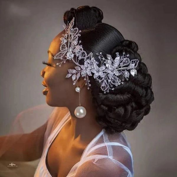 Braut Hochzeit Diamant Tiara Kopfstücke ausgehöhlten Blätter Braut Kopfbedeckung Strass mit Hochzeit Schmuck Haar Accessoires Diamant Brautkronen