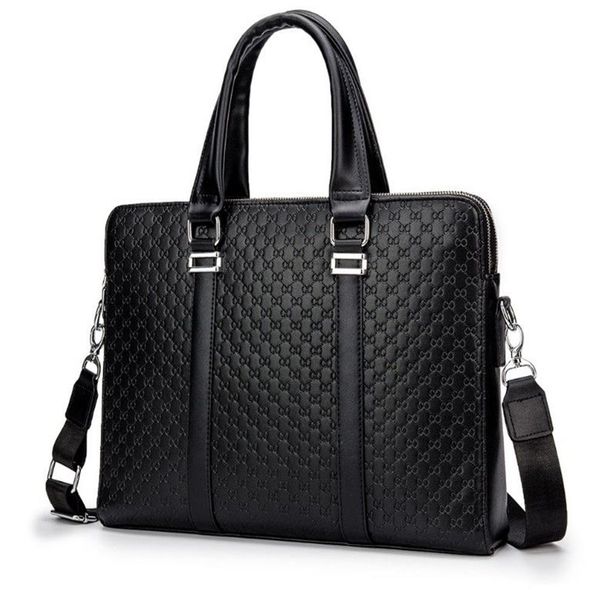 Handbag de couro masculino 14 bolsas de estilo antigo laptop de negócios preto portfólio de bolsas para propostas de maiúsculas