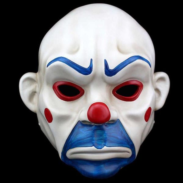 Resina di alta qualità Joker Bank Robber Mask Clown Dark Knight Prop Maschere in resina per feste in maschera su X0803315w