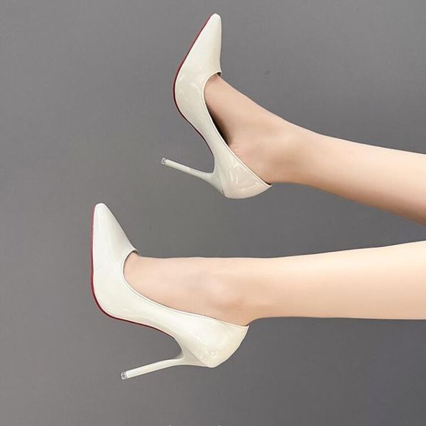 Kadın Ayakkabıları Yüksek Topuklu Seksi Sinlu Toe 10 cm Pompalar Gelinlik Ayakkabıları Çıplak Siyah Parlak 34-42