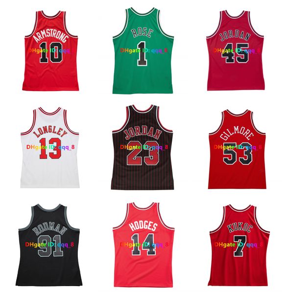 23 Michael Jor Dan Scottie Pippen Dikişli Retro Bull Basketbol Forması Derrick Rose Dennis Rodman Toni Kukoc Horace Grant BJ Armstrong Craig Hodges Siyah Boyut