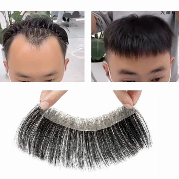 Erkek Çocuk Perukları Erkekler Toupe İnsan Kısa Saç Yayını Doğal Alın saç çizgisi Yaması Erkekler için V Stil Önde Erkek Remy Saç İnce Cilt Baz 231208