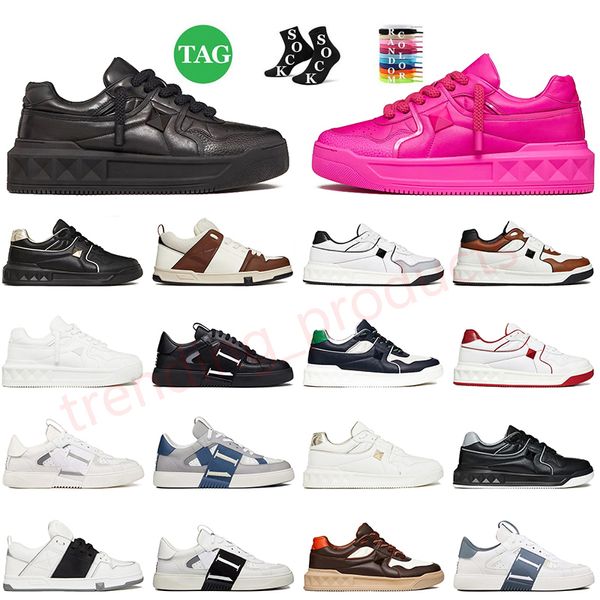 valentino One Stud Low Sneakers Designer Brand Platform Casual Shoes Black White Green Orange Multi-Color 【code ：L】 Mens Women Trainers Runners