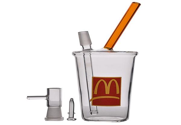 Mini Beher Bong McDonald Kupa Kabuklu Su Bongs Kalın Cam Bongs Su Boruları Petrol Teçhizatları 14mm 81 inç7533598