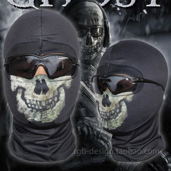 Nova máscara preta fantasma 6 caveira balaclava capuz de esqui ciclismo skate aquecedor rosto inteiro ghost2453