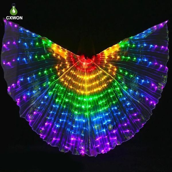 Erwachsene Tänzerin LED QERFORMANCE Fluoreszierende Schmetterlingsflügel LED Bauchtanz Isis Flügel Bauchtanz Karneval Led Kostüme220Z