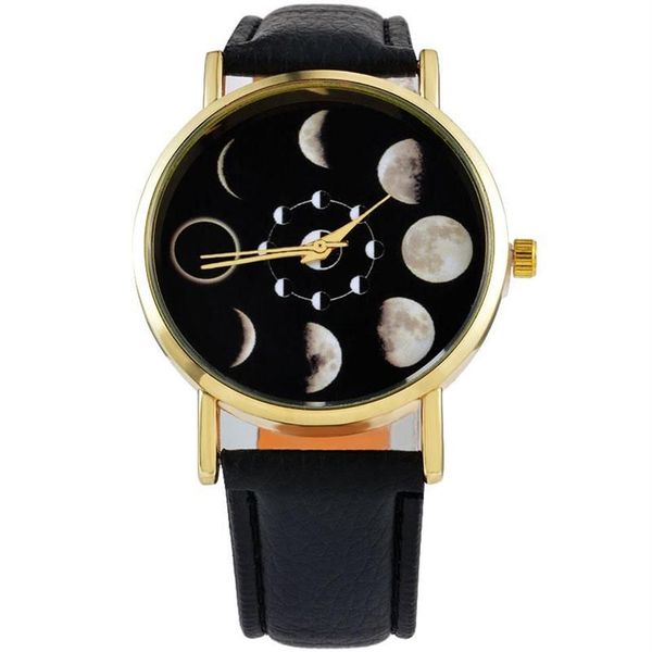 Relógios de pulso 2021 Mulheres Moda Marca Relógios Moonphase Espaço Astronomia Quartz Casual Couro Watch207T