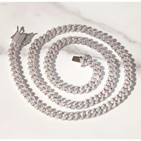 Moda estilista estilista única linha 6mm 10mm gra moissanite sólido sier hip hop colar rapper cubana link chain