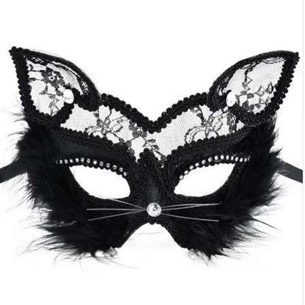 19 8 cm Máscaras de Raposa Sexy Lace Máscara de Gato PVC Preto Branco Mulheres Venetian Masquerade Ball Party Máscara QERFORMANCE Fun Masks297y
