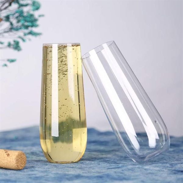 Louça descartável plástico festa de vinho branco champanhe cupês coquetel copo flautas 1/10/20 peças251s