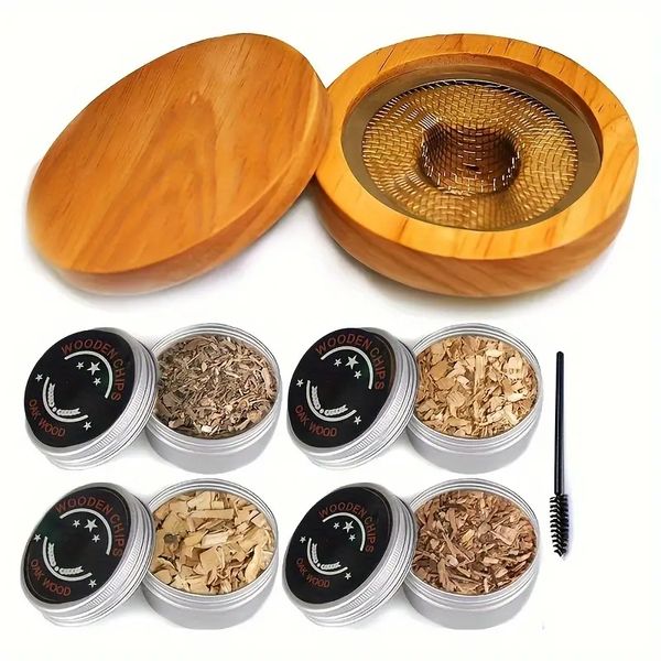 Set, Kit per affumicatore per cocktail con trucioli di legno, affumicatore a freddo rustico vintage adatto per cocktail, whisky, vino, bourbon, formaggio, carne, regali per uomo