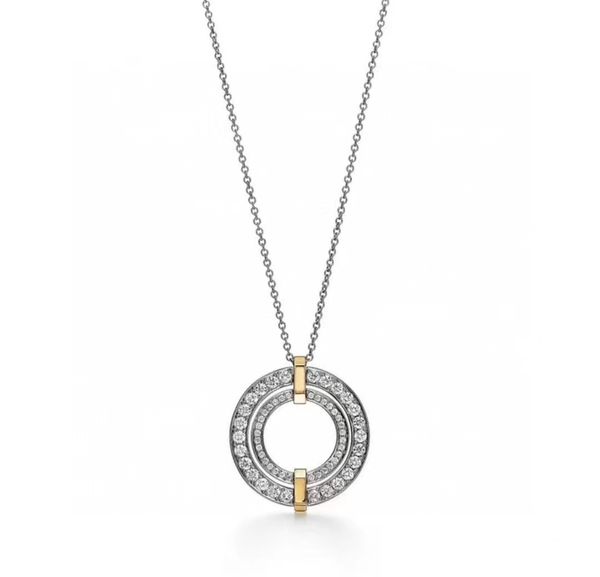 Collana di diamanti Collane di design per gioielli da donna Donna Doppio cerchio Catena in oro Sier Gioielli da donna Lady Girl Festa di compleanno Regalo 548