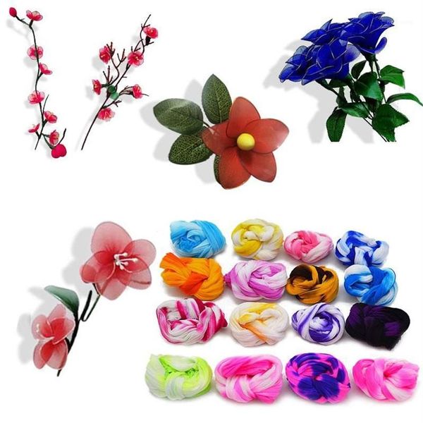 Flores decorativas grinaldas 5 pçs colorido elástico meia de náilon artificial flor de seda que faz o material diy artesanato artesanal casa w210d