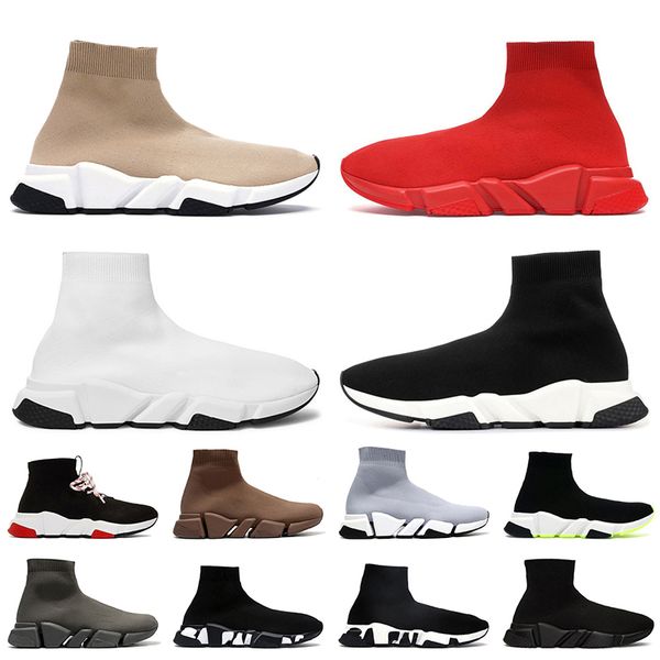 Top Quality Moda Mulheres Mens Designer Sock Sapatos Speed Trainer Graffiti Preto Branco Vermelho Velocidades 2.0 Clear Sole Botas Corredores Meias Deslizamento em Nuvem Mocassins Sapatilhas