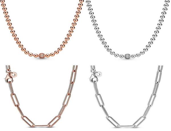 Halskette mit rundem Verschluss und Perlen aus Roségold mit langem Me-Link-Kabelmuster für 925er-Sterlingsilber-Perlenanhänger für DIY-Schmucksachen6669513