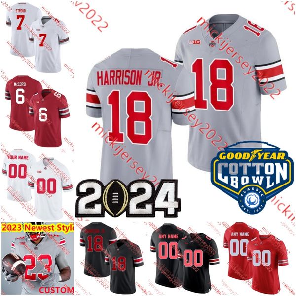 Quinshon Judkins Ohio State Buckeyes Camisa de futebol Carson Hinzman Davison Igbinosun Sonny Styles Jordon Hancock Lathan Ransom Denzel Burke Camisetas do estado de Ohio