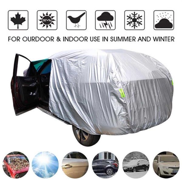 Universal SUV Sedan Full Car Covers Ao Ar Livre À Prova D 'Água Sol Chuva Proteção UV Carro Guarda-chuva Prata S-XXL Auto Case Capa T2007239v