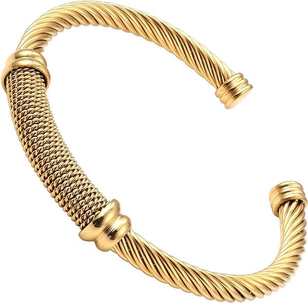 Bracciale Dorriss vintage per donna, cavo in acciaio inossidabile, filo intrecciato, braccialetti elastici regolabili in acciaio inossidabile, gioielli con confezione regalo