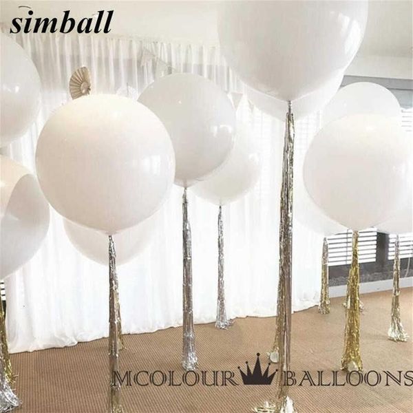 10 Stück 36 Zoll 90 cm großer weißer Ballon Latexballons Hochzeitsdekoration Aufblasbare Heliumluftbälle Alles Gute zum Geburtstag Partyballons S334a