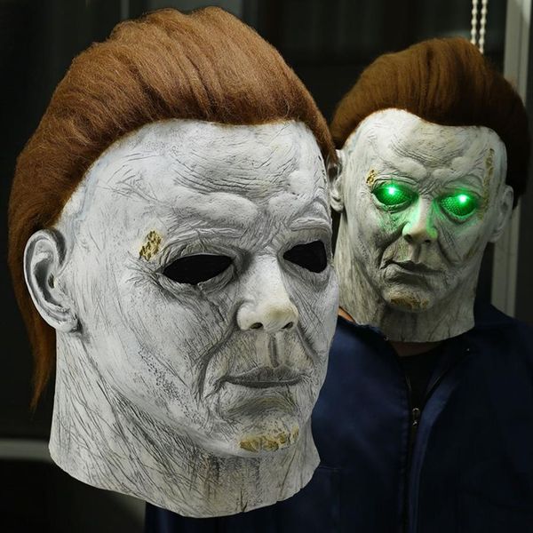 Horror NICHAEL Myers LED Halloween Kills Maske Cosplay Scary Killer Full Face Latex Helm Halloween Party Kostüm Requisiten Neu 201026330Q