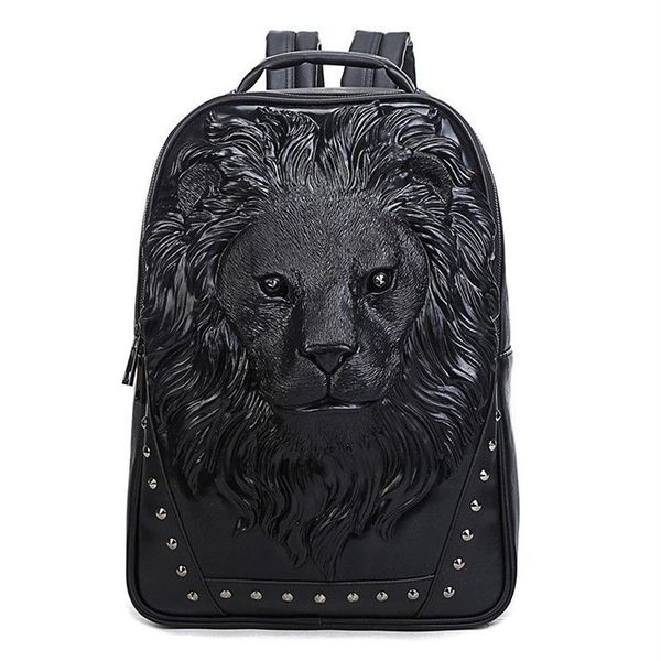 Borse da tracolla da uomo in fabbrica Street Cool Animal Lion Head Uomini Backpack impermeabile in pelle resistente alla pelle S3426