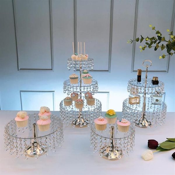 Altro Bakeware Piatto per torta multistrato acrilico Cristallo Matrimonio Dessert Decorazione per tavolo Supporto per cupcake trasparente176g