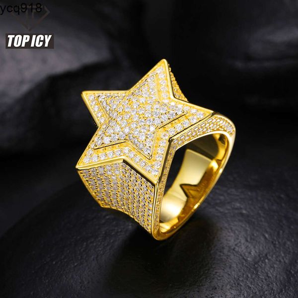 Top Icy Hip Hop Star Ring Männer Frauen Luxus Schmuck Iced Out Vergoldet 925 Sterling Silber Vvs Moissanit Ring