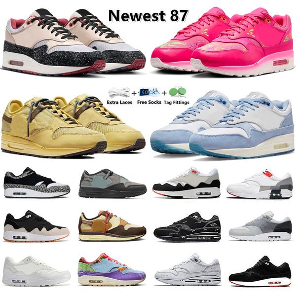 1 87 Mens Running Shoes 1s 87s Dia de Los Muertos Design do Japão Blueprint Sean Wotherspoon London Concepts x Far Out TS Saturn Gold Homens Mulheres Trianers Sports Sneakers